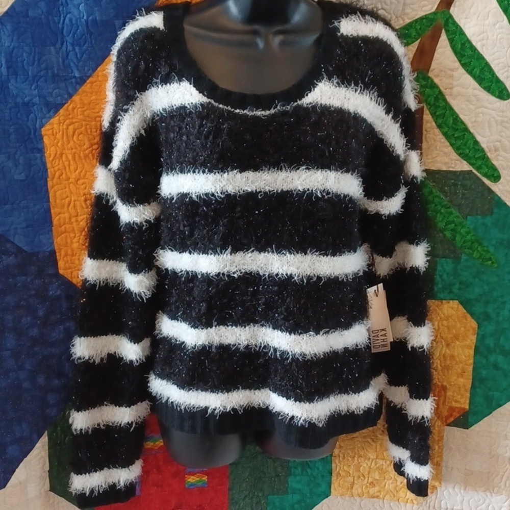David Kahn Striped Black and White Sweater